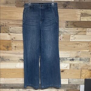 White House Black Market size 10 Soft Denim Extra High-rise Dark Blue Wide Jeans